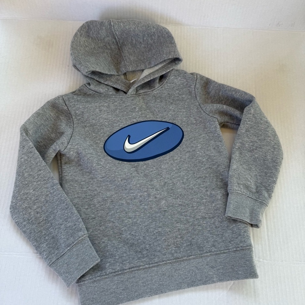 Nike Heather Gray Hoodie with Navy Logo Size 4